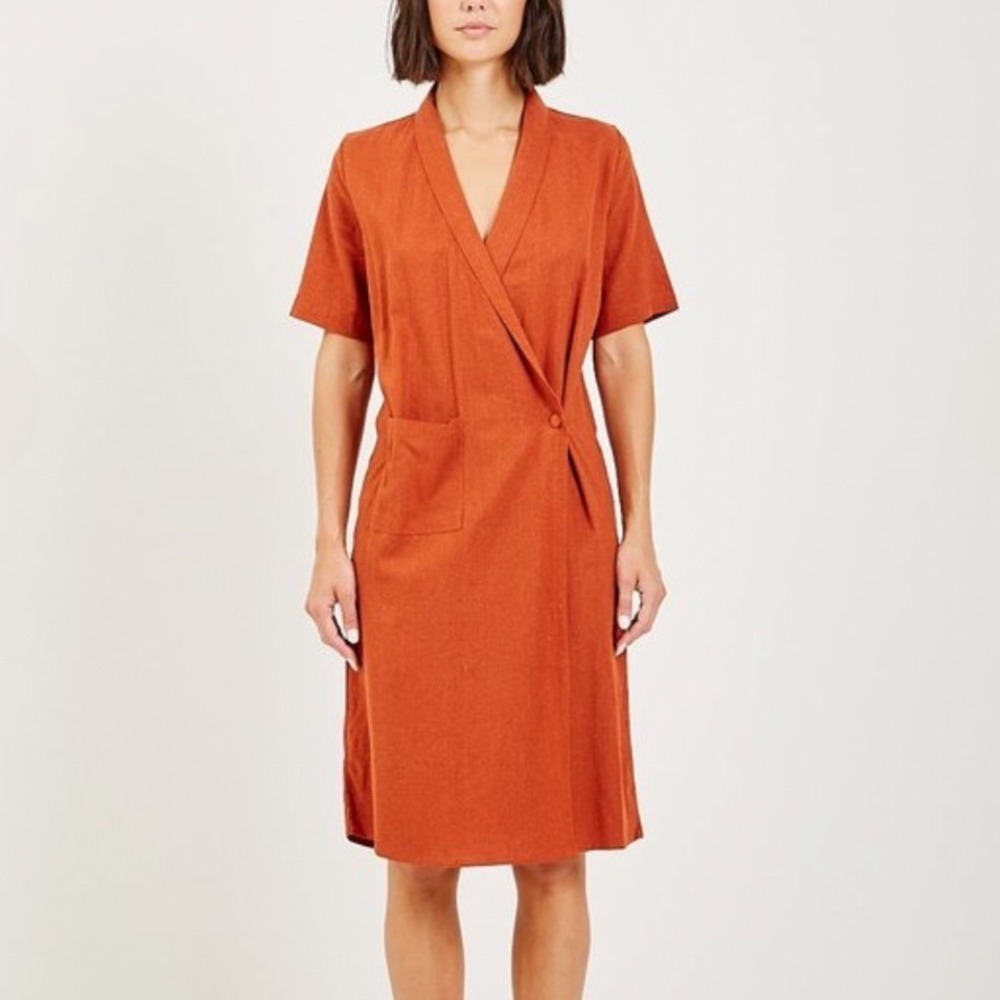 RITA ROW Arashi Wrap Dress Linen Blend Size Medium NWT